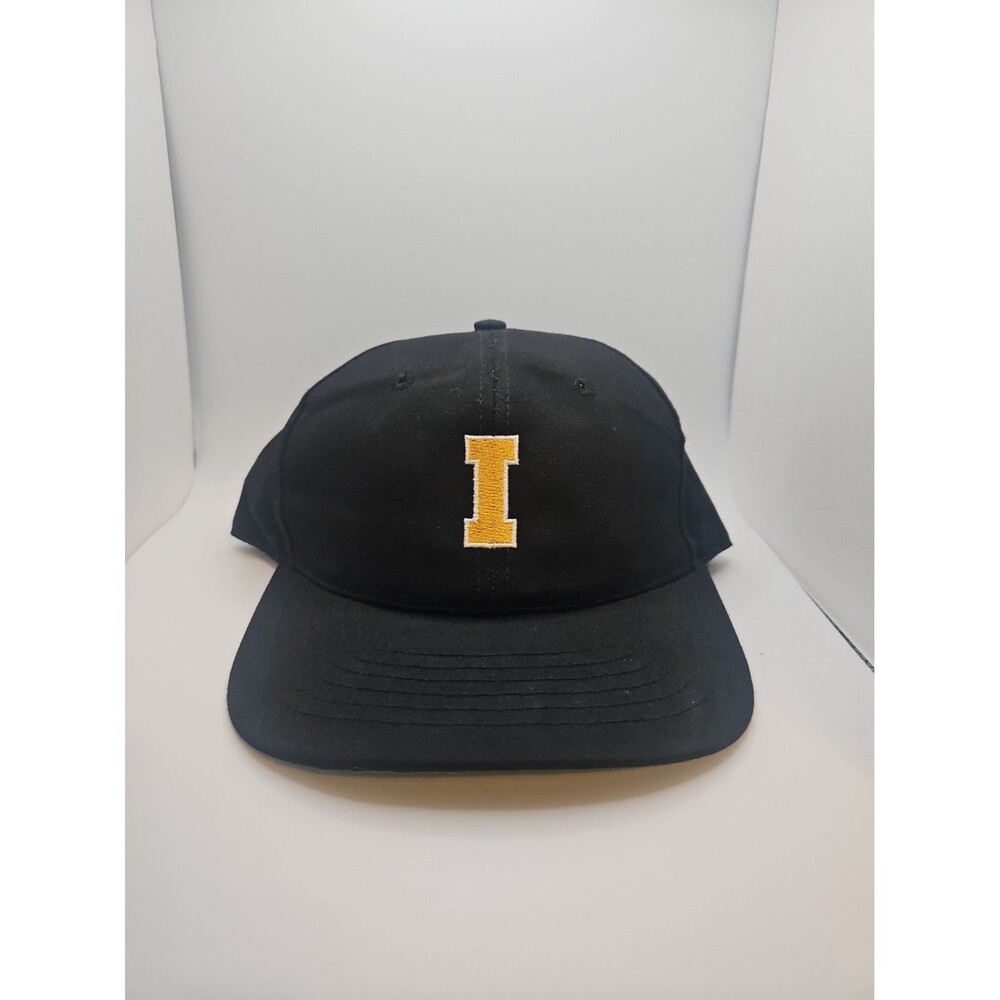Vintage University Of Iowa Hawkeyes Snapback Hat Black Yellow Made In USA